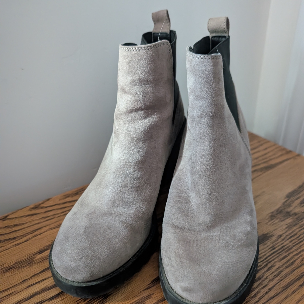 Divided Light Gray Suede Chelsea Booties